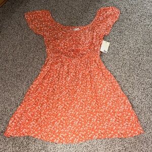 SO Women's Orange Floral Casual Dress